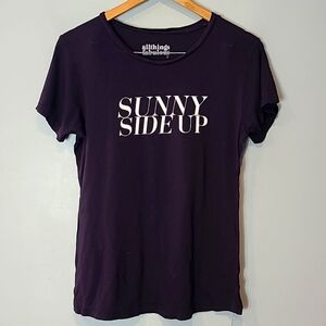 All Things Fabulous Tee Sunny Side Up Purple Comfy Graphic Top Size Small